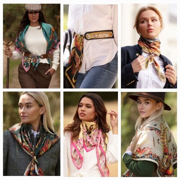 New "American Vintage" Elegant Baroque Carriage Ornate Silky Scarf - Picture 10 of 12